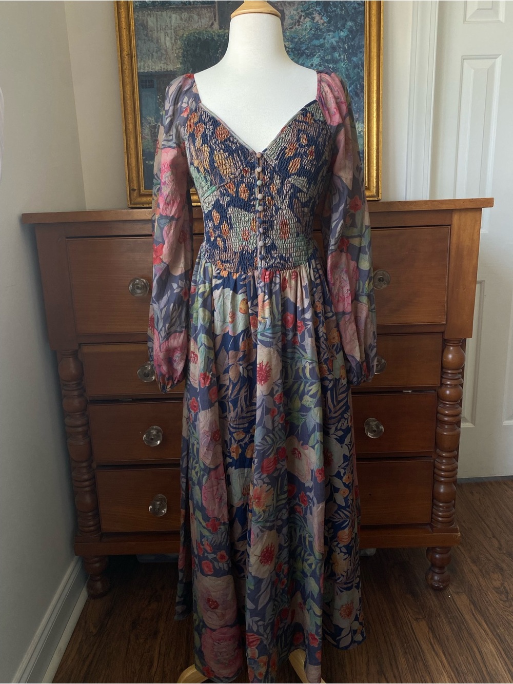 Flowy Floral Smocked Maxi Dress